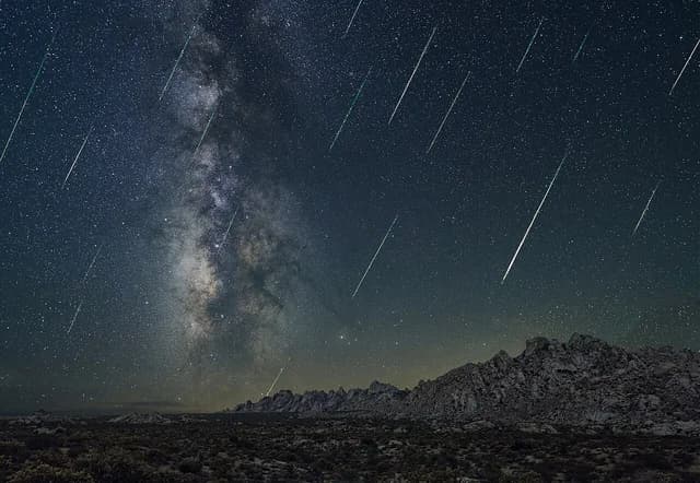 Real photograph of a meteor shower